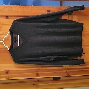 Soft gray wool blend v neck sweater